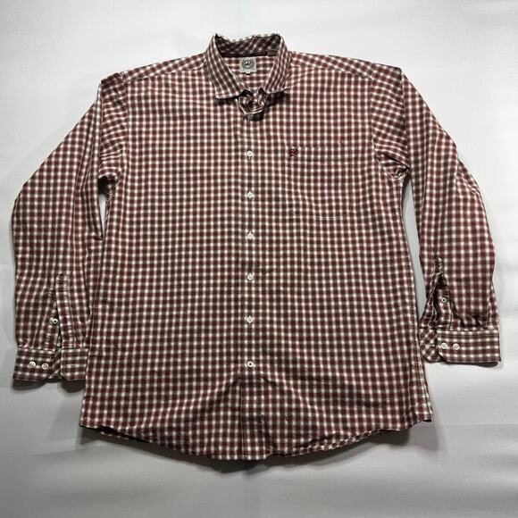 Cinch Men's Long Sleeve Red Plaid Western Button Up Shirt - Size L - Picture 1 of 5